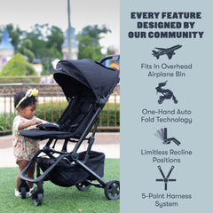 Colugo Compact Stroller lightweight 16-lb frame eases travel and lifting.