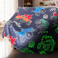 COMFAR Truck Blanket glowing in the dark after light exposure for kids