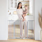 Comfy Cubs baby safety gate front view shows Pacific Blue for secure doorways
