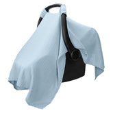 Comfy Cubs Baby Seat Cover with a soft sky-blue weave for gentle, breathable comfort.