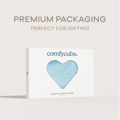Comfy Cubs Baby Seat Cover universal fit on standard car seats with lightweight canopy.