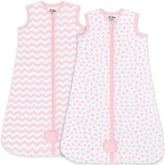 Comfy Cubs baby sleep sack pink front view, breathable cotton for all-night comfort.