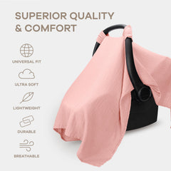 Comfy Cubs car seat cover full-coverage design blocks sun and insects during family trips.