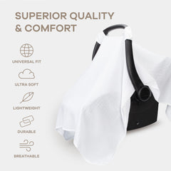 Comfy Cubs car seat cover with snap closure in action for secure fit