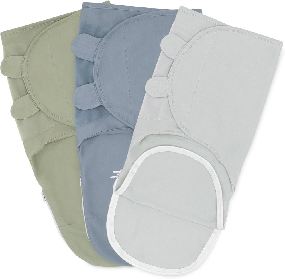 Comfy Cubs Easy Swaddle Blanket in Stone with zipper closure enabling secure, quick swaddling.