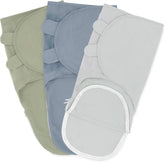 Comfy Cubs Easy Swaddle Blanket in Stone with zipper closure enabling secure, quick swaddling.