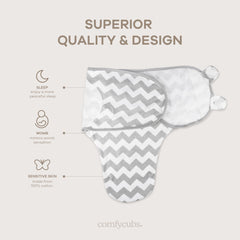 Comfy Cubs Easy Swaddle Blanket Velcro tabs close-up demonstrating secure adjustable fit.