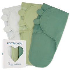 Comfy Cubs Easy Swaddle Stone pack shows snug newborn wrap for secure sleep