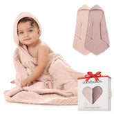 Comfy Cubs hooded towel 6-layer detail emphasizes durable softness for newborns and toddlers.