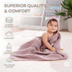 Comfy Cubs hooded towel highly absorbent for quick, cozy drying.