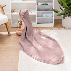 Comfy Cubs hooded towel in soft muslin cotton for gentle skin contact
