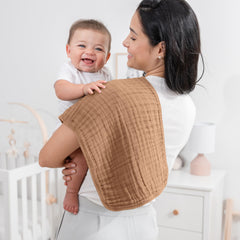 Comfy Cubs six-layer muslin burp cloths showing thick absorbent layers.