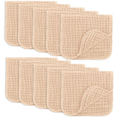Comfy Cubs muslin burp cloths pack, soft for newborn skin and quick cleanup during feeds.