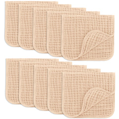Comfy Cubs muslin burp cloths pack, soft for newborn skin and quick cleanup during feeds.