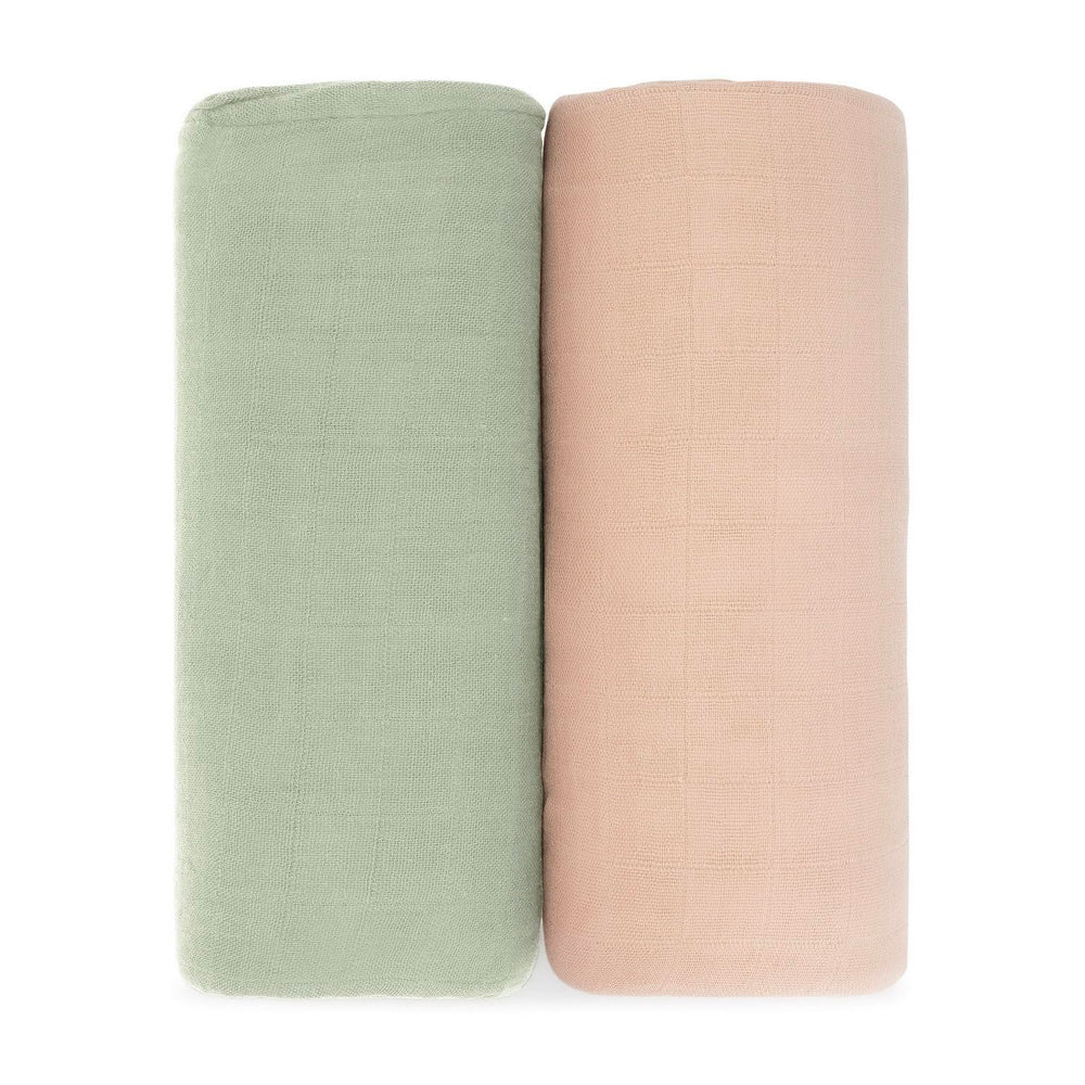 Comfy Cubs muslin swaddle blankets 2-pack folded for gentle skin comfort