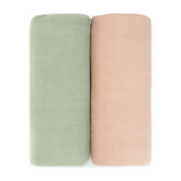 Comfy Cubs muslin swaddle blankets 2-pack folded for gentle skin comfort