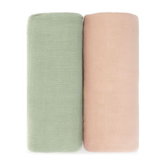 Comfy Cubs muslin swaddle blankets 2-pack folded for gentle skin comfort
