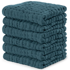 Comfy Cubs Muslin Washcloths Neptune folded show soft, gentle cleansing for delicate baby skin.