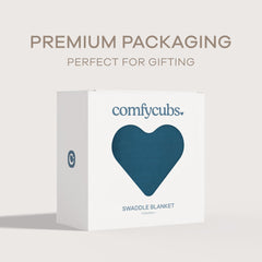 Comfy Cubs Neptune muslin swaddle blanket comes gift ready for new parents.
