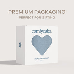 Comfy Cubs Pacific Blue swaddle in stroller use provides shade and comfort.