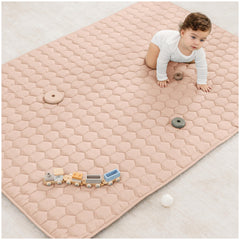 Comfy Cubs rectangle play mat blush close-up soft fabric for cozy tummy time