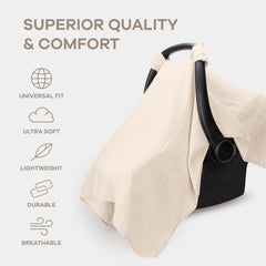 Comfy Cubs secure snap closure keeps canopy snug around standard car seats.