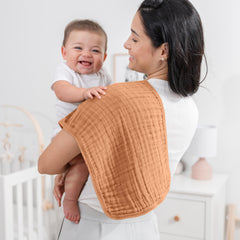 Comfy Cubs six-layer burp cloths demonstrate absorbent protection for spills and drool