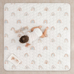 Comfy Cubs square play mat non-slip bottom demonstrates stable surface during supervised sessions