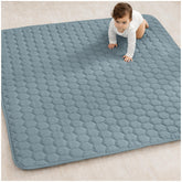 Comfy Cubs square Pacific Blue play mat top view with plush surface for tummy time.