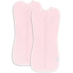 Comfy Cubs swaddle blanket pink cover shows snug wrap for calm newborn transitions.