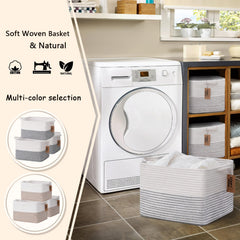COMFY-HOMI basket with handles in white-black line for easy transport