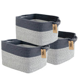 COMFY-HOMI 3-pack light grey baskets on shelves keep toys neatly organized.