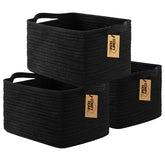 COMFY-HOMI 3-pack cotton rope basket rectangle handles for neat shelf storage