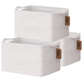 COMFY-HOMI cotton rope basket in living room helping keep toys organized and furniture safe.