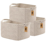 COMFY-HOMI 3-pack rectangular baskets with handles in brown for organized storage and decor