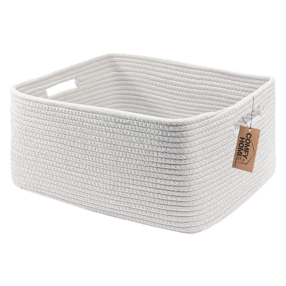 COMFY-HOMI cotton rope basket large 17x13x7.5 ideal for toy storage and totes