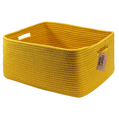COMFY-HOMI cotton rope basket front view shows warm woven texture for stylish storage.