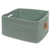 COMFY-HOMI cotton rope basket green front view demonstrates large storage for toys and linens