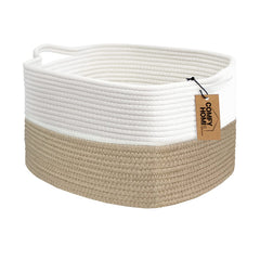 COMFY-HOMI cotton rope basket handles closeup highlights durable reinforced stitching for easy portability