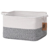 COMFY-HOMI cotton rope basket with handles on shelf for easy, tidy storage.