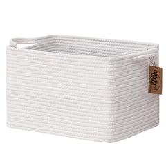 COMFY-HOMI cotton rope basket with handles on shelf for easy organization and grip