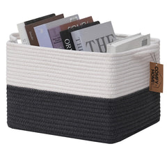 COMFY-HOMI cotton rope basket on a shelf for clutter-free storage.
