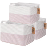 COMFY-HOMI cotton rope square basket with handles for living room storage and quick organization.