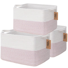 COMFY-HOMI cotton rope square basket with handles for living room storage and quick organization.