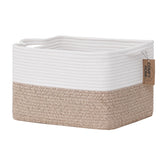 COMFY-HOMI cotton rope basket front view with sturdy handles for easy shelf storage