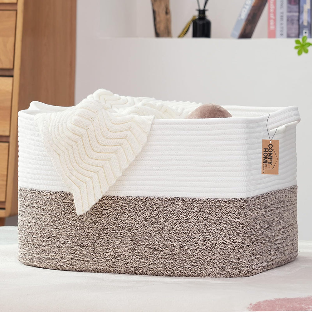 COMFY-HOMI large laundry basket with cotton rope for clutter-free storage