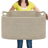 COMFY-HOMI large rectangular basket top view highlighting storage potential for blankets
