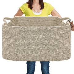 COMFY-HOMI large rectangular basket top view highlighting storage potential for blankets