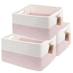 COMFY-HOMI large storage baskets three-pack on a shelf for organized toy and blanket storage.