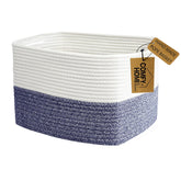 COMFY-HOMI medium cotton rope basket with handles on shelf for organized storage and style